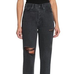 Pistola Cassie Super High Rise Straight Black Distressed Jeans Size 26